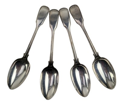 Lot 20 - FOUR 19TH CENTURY VICTORIAN HALLMARKED SILVER TABLE SPOONS