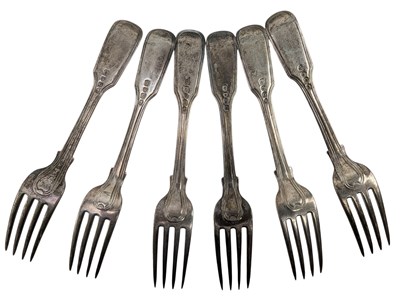 Lot 21 - SIX EARLY 19TH CENTURY GEORGE IV HALLMARKED SILVER DESSERT FORKS