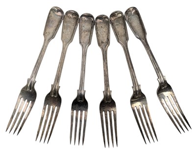 Lot 28 - SIX EARLY 20TH CENTURY EDWARD VII HALLMARKED SILVER TABLE FORKS