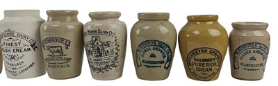 Lot 214 - COLLECTION OF 15 STONEWARE CREAM JUGS, NAMED