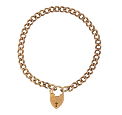 Lot 158 - HALLMARKED 9CT GOLD HEART PADLOCK BRACELET