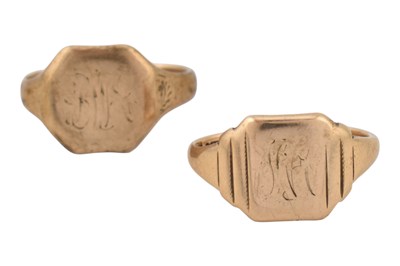 Lot 177 - TWO HALLMARKED 9CT GOLD SIGNET RINGS