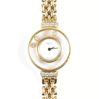 Lot 345 - CHOPARD 18CT GOLD HAPPY DIAMONDS LADIES WRISTWATCH