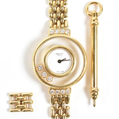 Lot 345 - CHOPARD 18CT GOLD HAPPY DIAMONDS LADIES WRISTWATCH