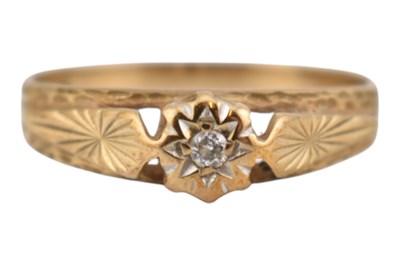 Lot 325 - HALLMARKED 9CT GOLD SINGLE STONE DIAMOND RING
