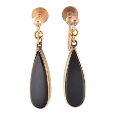 Lot 376 - HALLMARKED 9CT GOLD ONYX PENDANT EARRINGS
