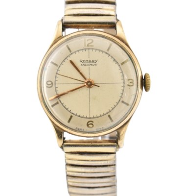 Lot 195 - HALLMARKED 9CT GOLD ROTARY MAXIMUS WRISTWATCH