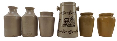 Lot 224 - VINTAGE ADVERTISING. COLLECTION OF SIX STONEWARE JUGS