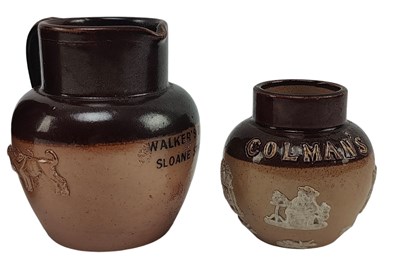 Lot 232 - VINTAGE ADVERTISING. COLLCETION OF FOUR STONEWARE JUGS & COLMAN'S POT