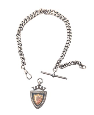 Lot 182 - EARLY 20TH CENTURY HALMARKED SILVER ALBERT WATCH CHAIN & FOB