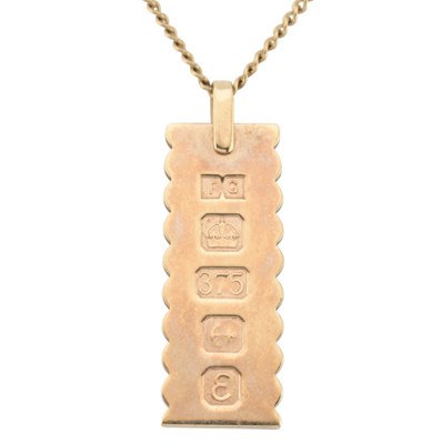 Lot 156 - HALLMARKED 9CT GOLD INGOT PENDANT