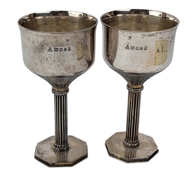 Lot 2 - PAIR OF ELIZABETH II PARCEL GILT CASED WELLS CATHEDRAL GOBLETS