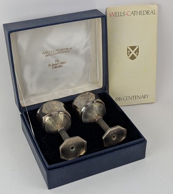 Lot 2 - PAIR OF ELIZABETH II PARCEL GILT CASED WELLS CATHEDRAL GOBLETS