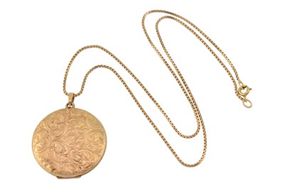 Lot 351 - HALLMARKED 9CT GOLD PENDANT LOCKET T/W 1/20 ROLLED GOLD NECKLACE