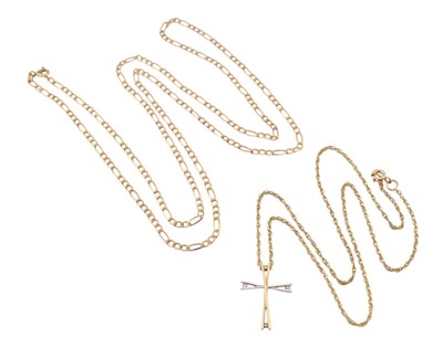 Lot 332 - TWO HALLMARKED 9CT GOLD NECKLACE CHAINS & PENDANT