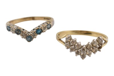Lot 379 - TWO HALLMARKED GOLD & GEM SET RINGS