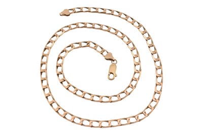 Lot 440 - HALLMARKED 9CT GOLD FLAT CURB LINK CHAIN NECKLACE