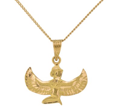 Lot 211 - 18CT GOLD EGYPTIAN PENDANT NECKLACE