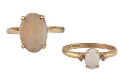 Lot 222 - TWO HALLMARKED 9CT GOLD & OPAL RINGS