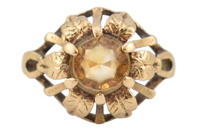 Lot 237 - HALLMARKED 9CT GOLD & CITRINE SUNFLOWER RING