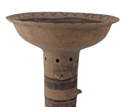 Lot 46 - LARGE CHINESE PAINTED NEOLITHIC POTTERY MAJIAYAO STEM FOOD VESSEL 马家窑 彩绘 高脚豆