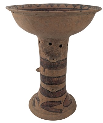 Lot 46 - LARGE CHINESE PAINTED NEOLITHIC POTTERY MAJIAYAO STEM FOOD VESSEL 马家窑 彩绘 高脚豆