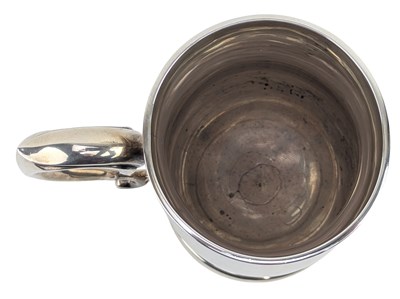 Lot 6 - LARGE GEORGE VI HALLMARKED SILVER TANKARD & SILVER DECANTER LABEL