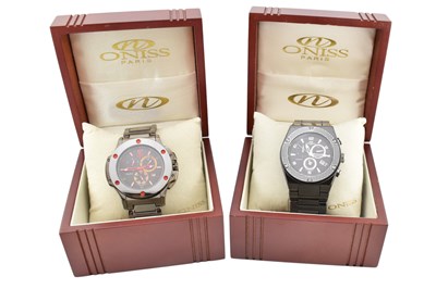 Lot 87 - A PAIR OF ONISS PARIS GENTLEMEN'S WRISTWATCHES