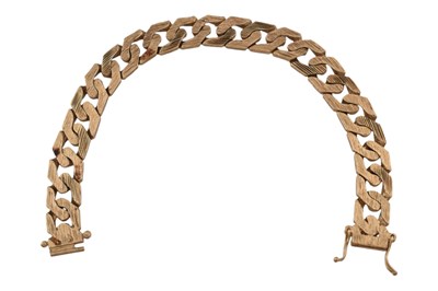 Lot 22 - HALLMARKED 9CT GOLD TEXTURED FLAT LINK CHAIN BRACELET
