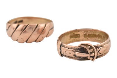 Lot 236 - VICTORIAN 19TH CENTURY HALLMARKED 1891 9CT BUCKLE RING & ANOTHER