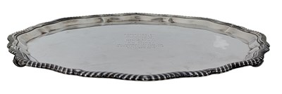 Lot 3 - 20TH CENTURY ELIZABETH II HALLMARKED SILVER SALVER / TRAY