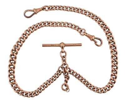 Lot 59 - HALLMARKED 9CT GOLD EARLY 20TH CENTURY WATCH CHAIN