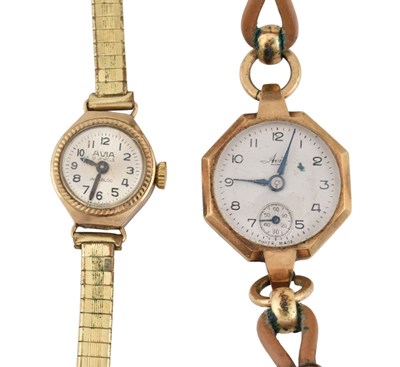 Lot 272 - TWO HALLMARKED 9CT GOLD LADIES AVIA WRISTWATCHES