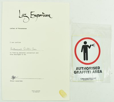 Lot 110 - STEVE LAZARIDES - "AUTHORISED GRAFFITI AREA" STICKER