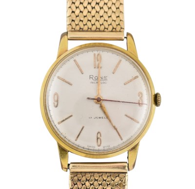 Lot 339 - MID CENTURY RONE WRISTWATCH ON 9CT GOLD STRAP