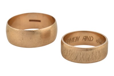 Lot 349 - TWO HALLMARKED 9CT GOLD BAND RINGS