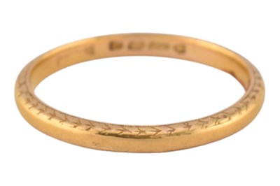 Lot 350 - 1930S HALLMARKED 22CT GOLD BAND RING