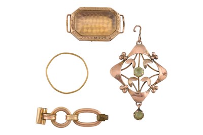 Lot 355 - COLLECTION OF 9CT GOLD PENDANT & WATCH CASE WITH RING