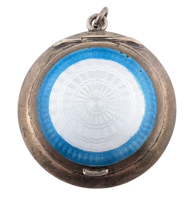 Lot 200 - SILVER LEVI & SALAMAN GUILLOCHE ENAMEL COMPACT PENDANT