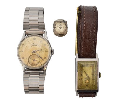 Lot 220 - MID CENTURY OMEGA STAINLESS STEEL WRISTWATCH & OTHERS