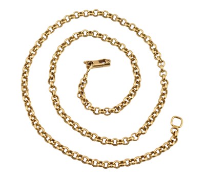 Lot 229 - 18CT GOLD ROLO LINK CHAIN NECKLACE