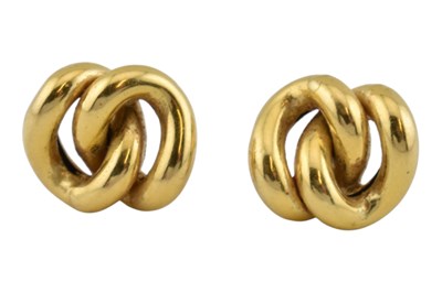 Lot 416 - PAIR ITALIAN 18CT GOLD KNOT EARRINGS