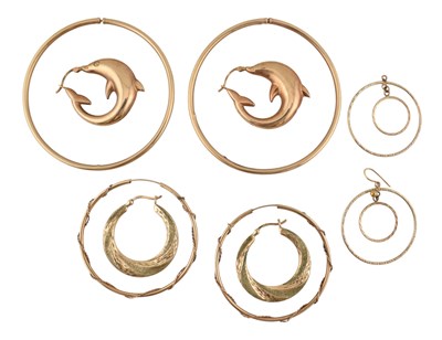 Lot 519 - SELECTION OF 9CT GOLD & YELLOW METAL EARRINGS