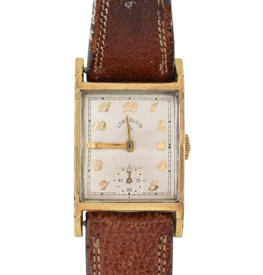 Lot 70 - LORD ELGIN 14CT GOLD FILLED ART DECO WRISTWATCH