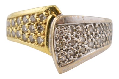 Lot 300 - HALLMARKED 18CT GOLD & DIAMOND CROSSOVER RING