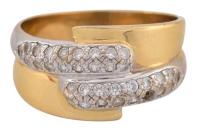 Lot 287 - HALLMARKED 18CT GOLD & DIAMOND CROSSOVER RING
