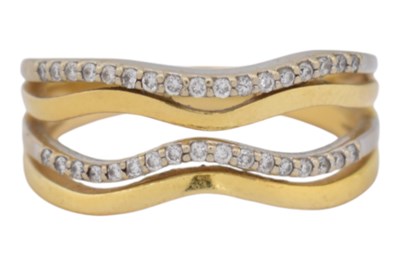 Lot 273 - HALLMARKED 18CT GOLD & DIAMOND BAND RING