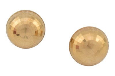 Lot 288 - PAIR OF ITALIAN 18CT GOLD DISCO BALL EARRINGS