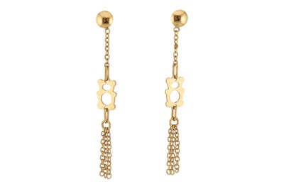 Lot 285 - PAIR OF ITALIAN 18CT GOLD DROP PENDANT TASSLE EARRINGS