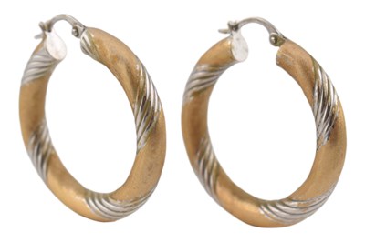 Lot 521 - PAIR OF 14CT GOLD BI-COLOUR GOLD HOOP EARRINGS